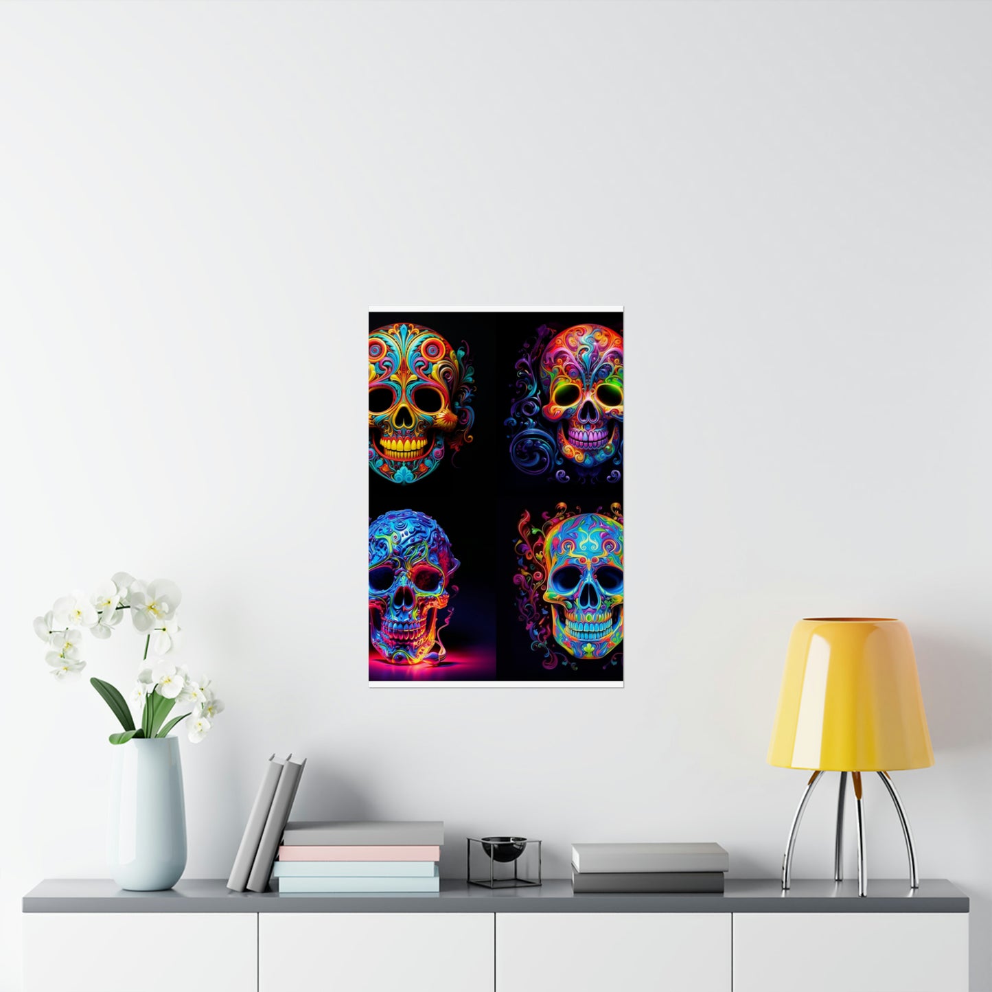 Premium Matte Vertical Posters Macro Skull Color 5