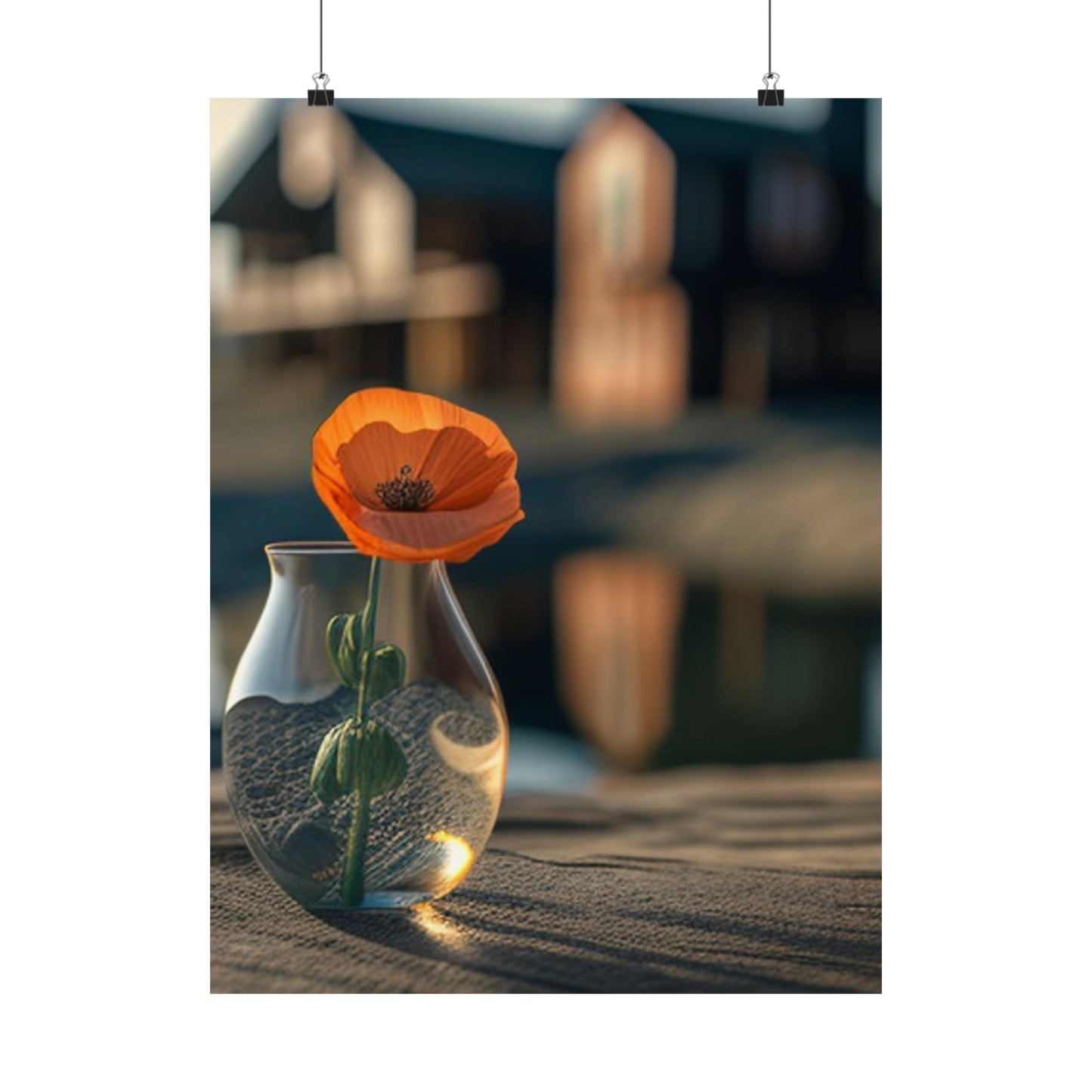 Premium Matte Vertical Posters Orange Poppy in a Vase 4