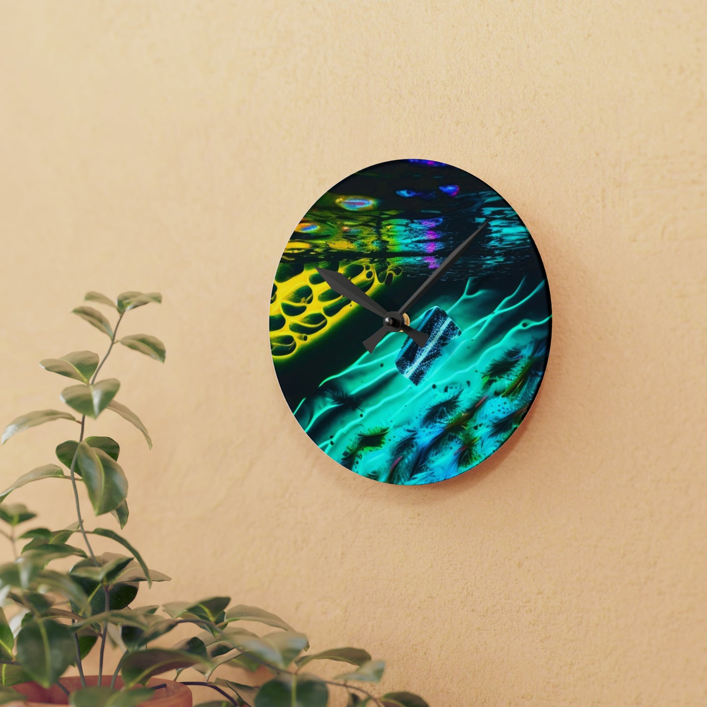 Acrylic Wall Clock Florescent Glow 2