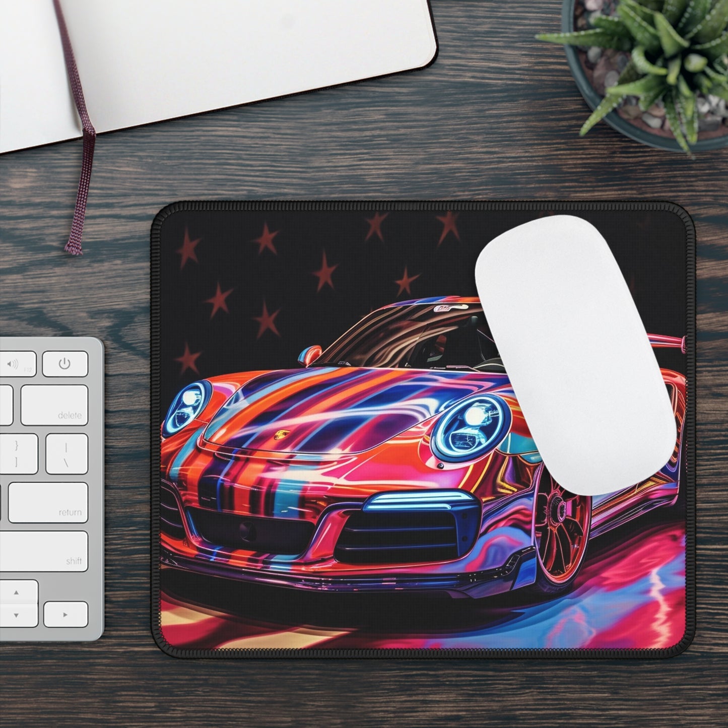 Gaming Mouse Pad  American Flag Colored Porsche 3