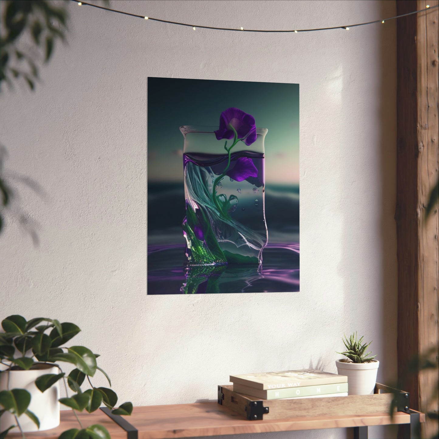 Premium Matte Vertical Posters Purple Sweet pea in a vase 3