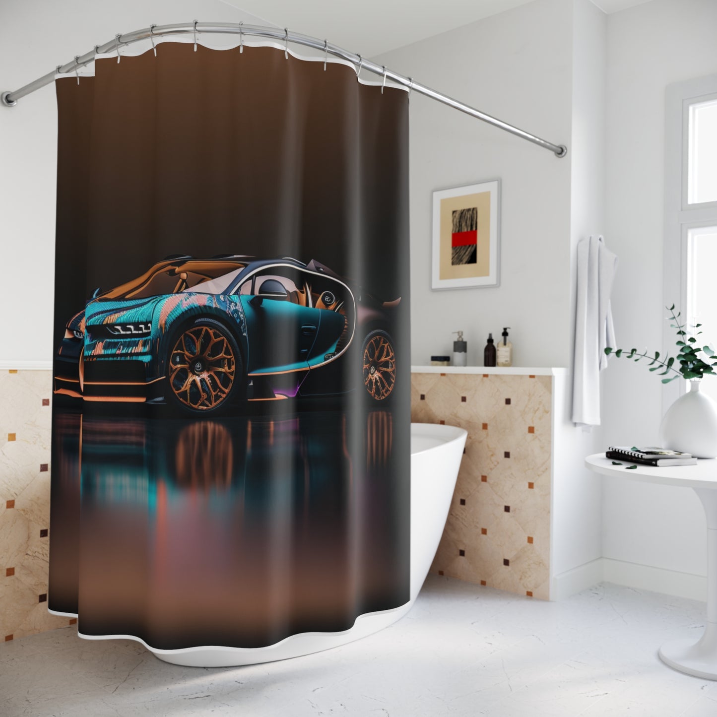 Polyester Shower Curtain Bugatti Blue 2