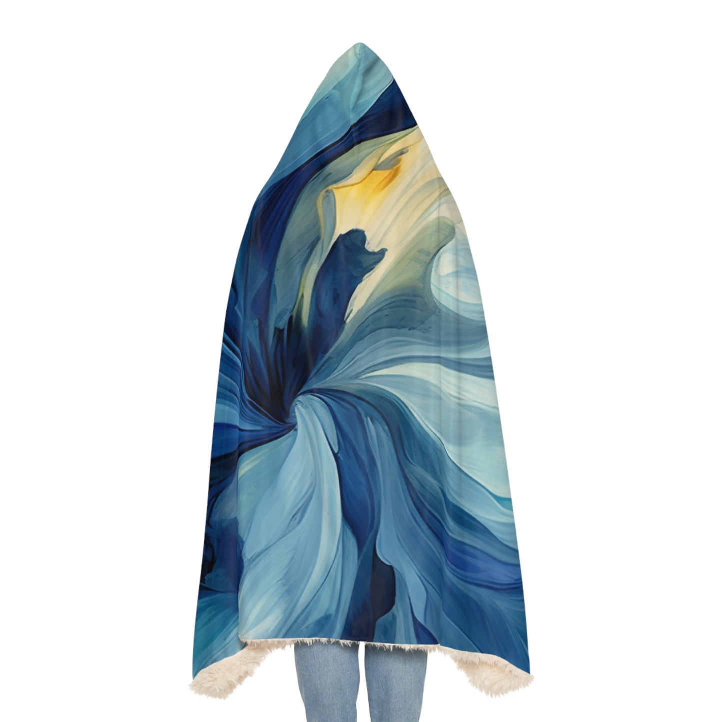 Snuggle Hooded Blanket Blue Tluip Abstract 4