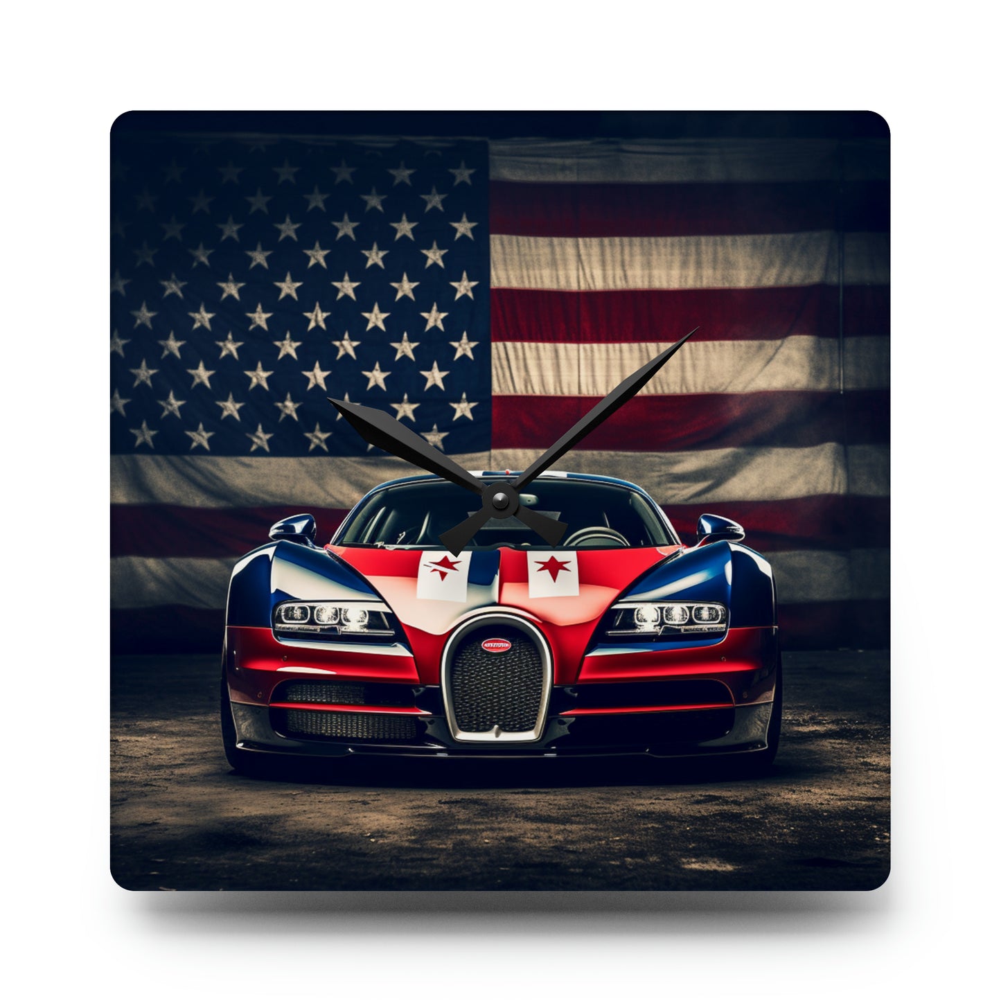 Acrylic Wall Clock Bugatti American Flag 3