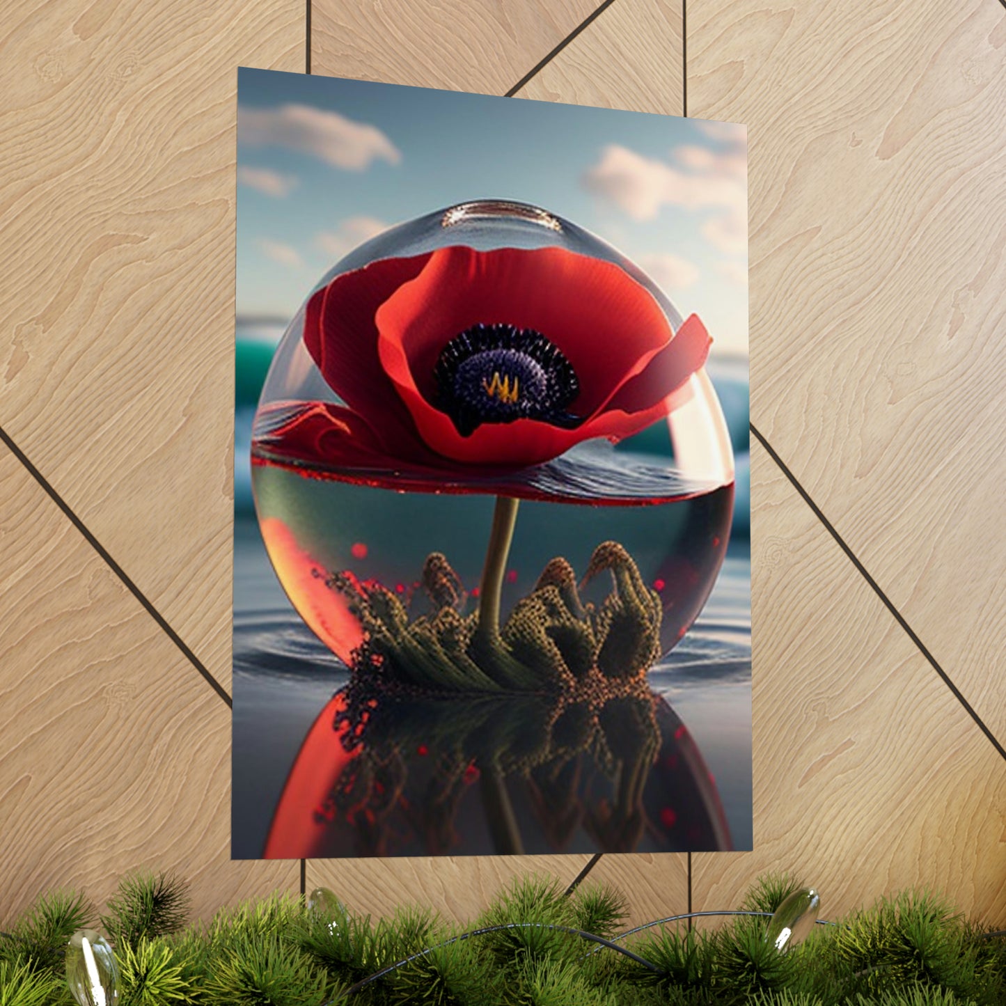 Premium Matte Vertical Posters Red Anemone in a Vase 4