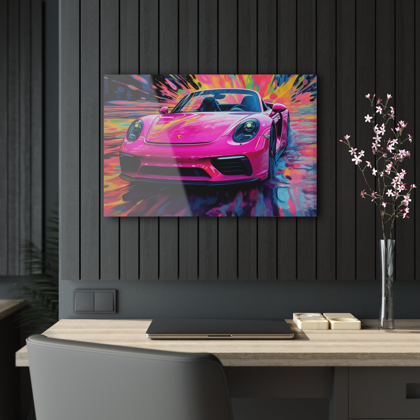 Acrylic Prints Pink Porsche water fusion 2