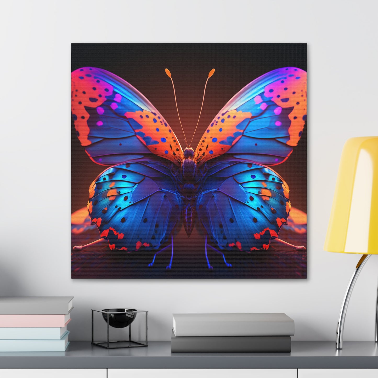 Canvas Gallery Wraps Neon Butterfly Macro 3