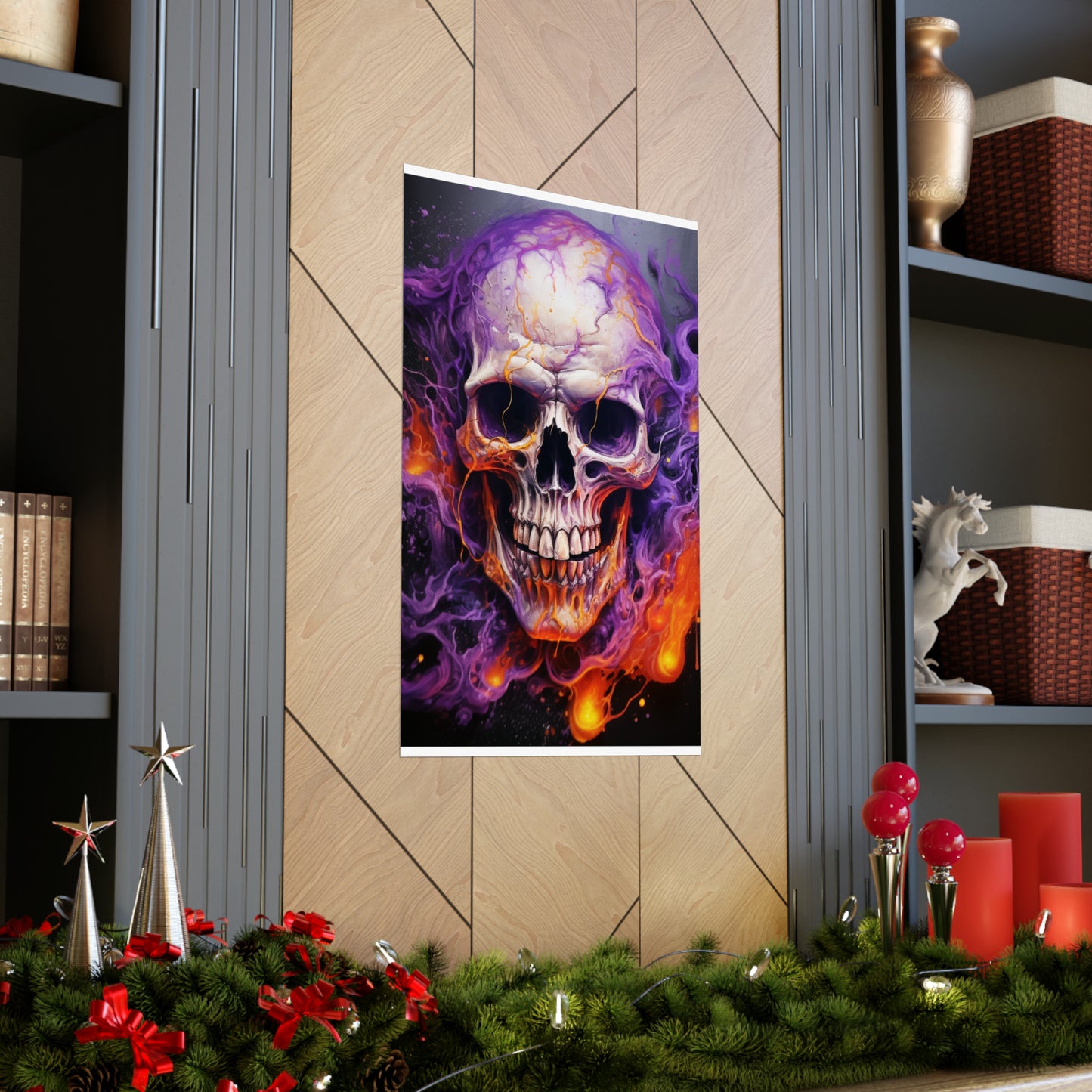 Premium Matte Vertical Posters Skull Flames 2