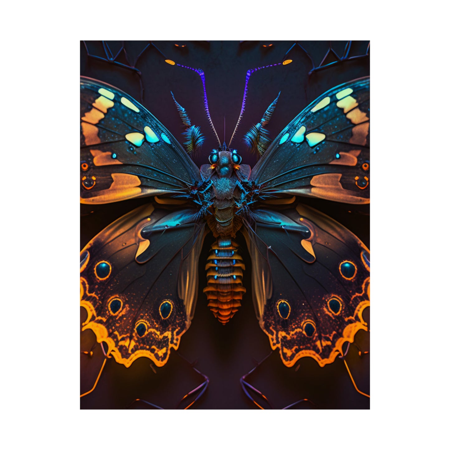 Premium Matte Vertical Posters Neon Hue Butterfly 2