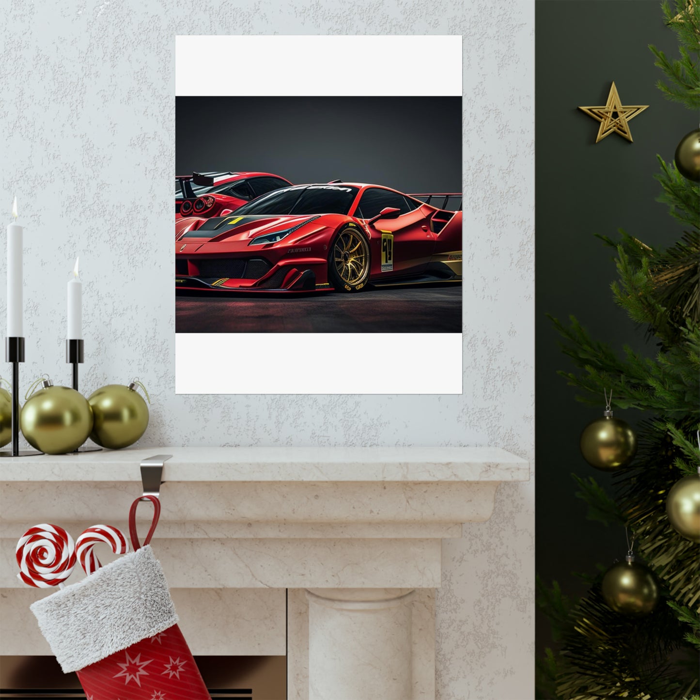 Premium Matte Vertical Posters Ferrari Red 3