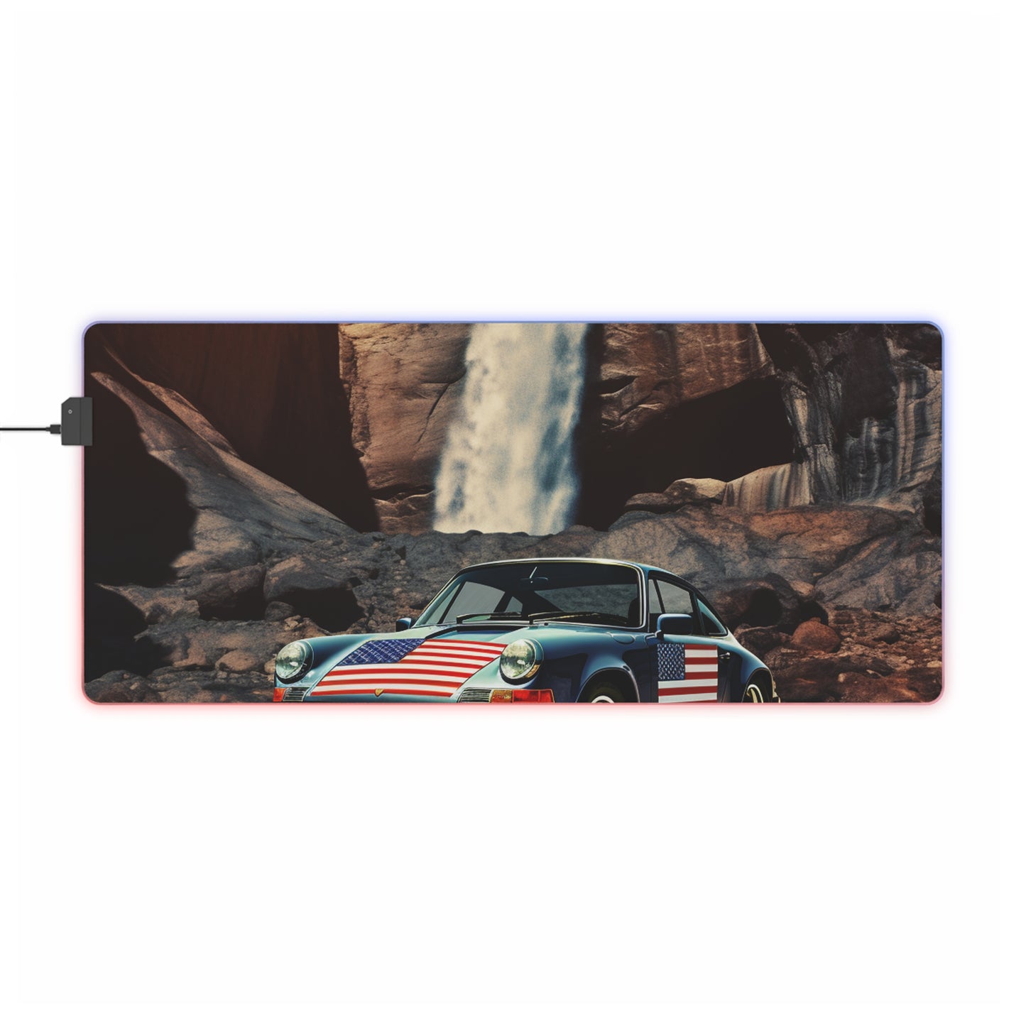 LED Gaming Mouse Pad American Flag Porsche Abstract 2