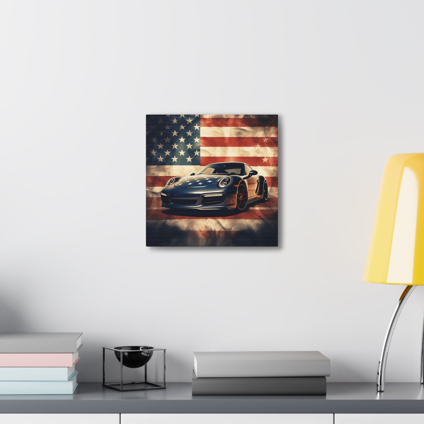 Canvas Gallery Wraps Abstract American Flag Background Porsche 3