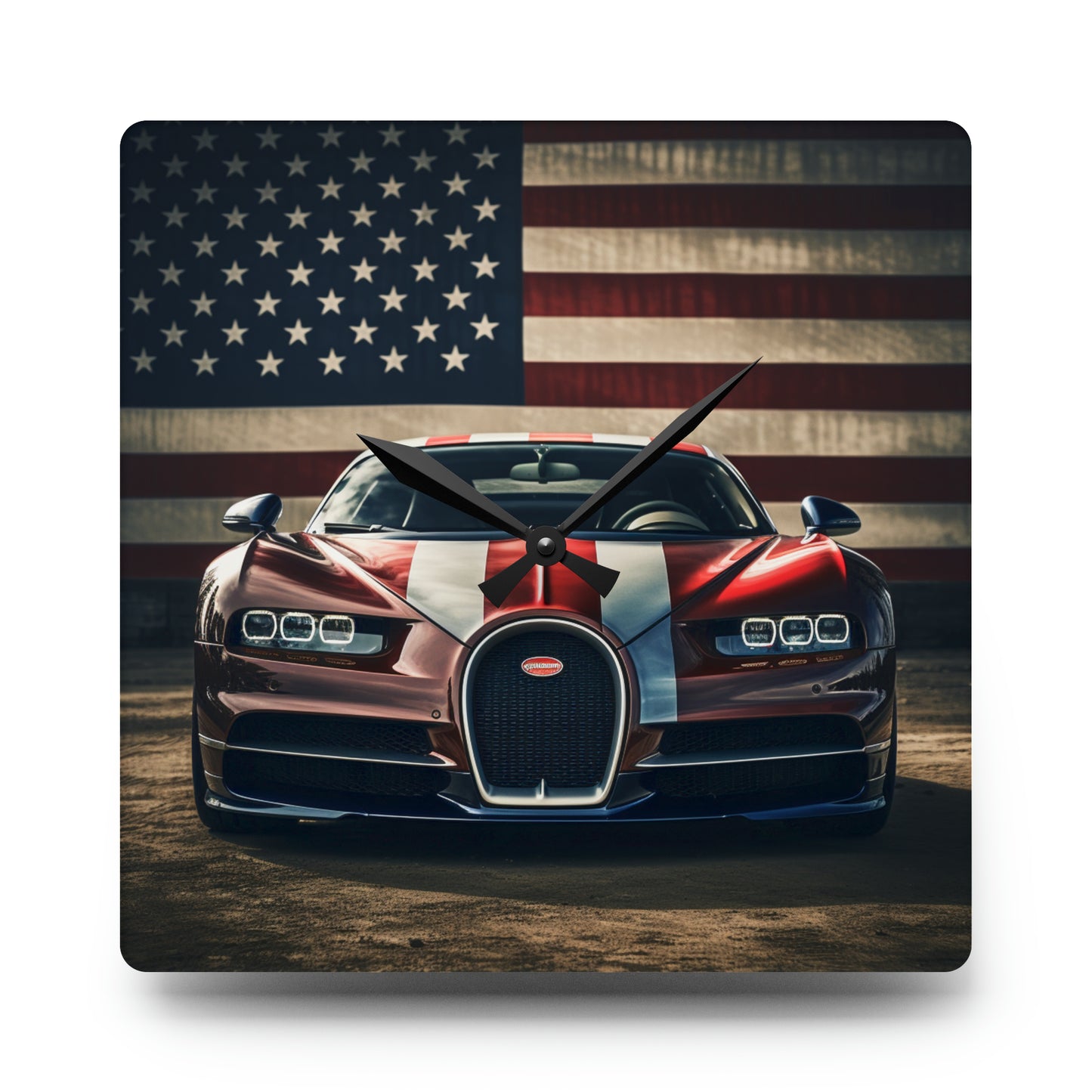 Acrylic Wall Clock Bugatti Flag 1