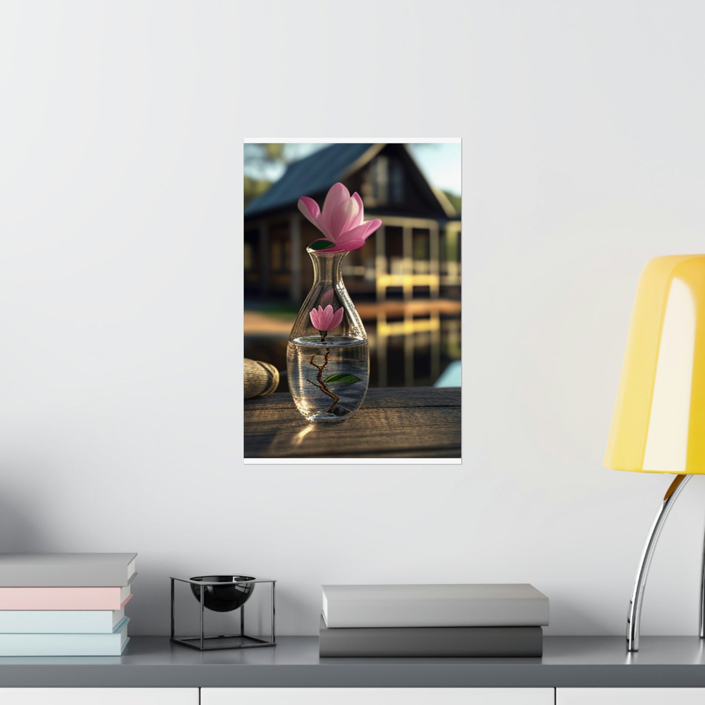 Premium Matte Vertical Posters Magnolia in a Glass vase 4