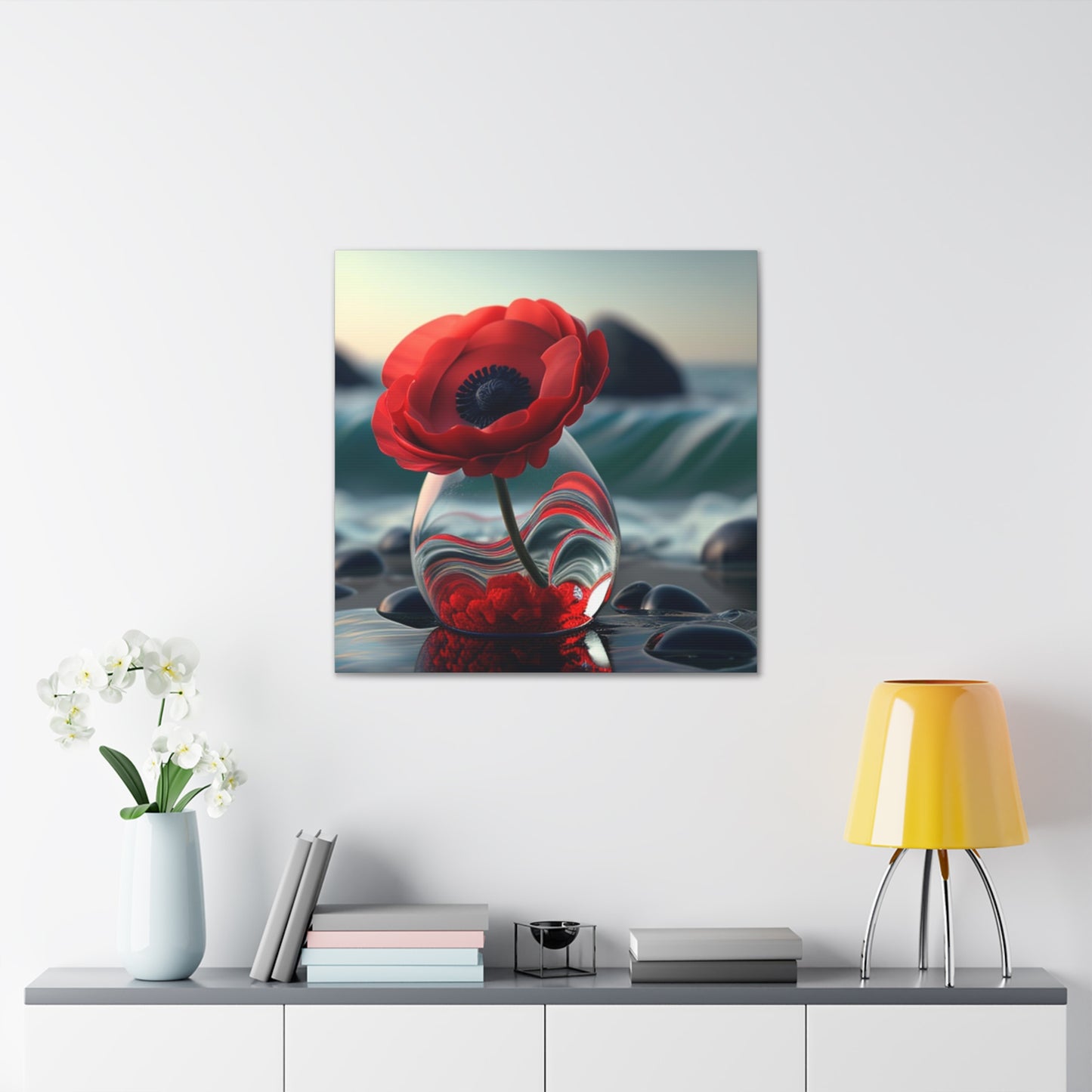 Canvas Gallery Wraps Red Anemone in a Vase 1