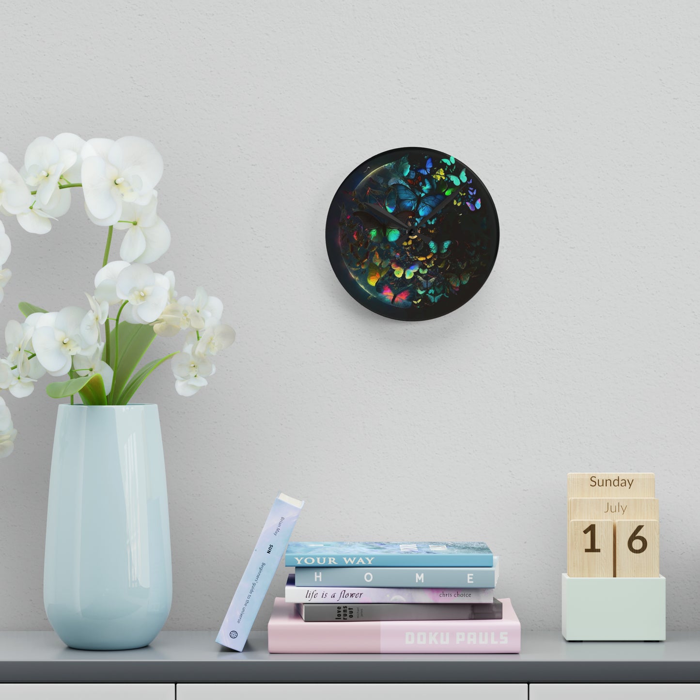 Acrylic Wall Clock Moon Butterfly 4