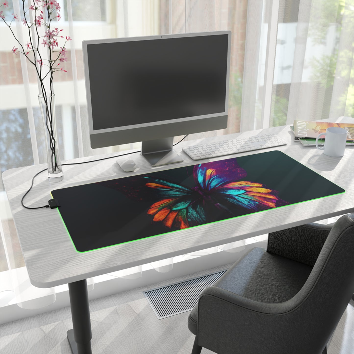 LED Gaming Mouse Pad Hyper Colorful Butterfly Macro 4