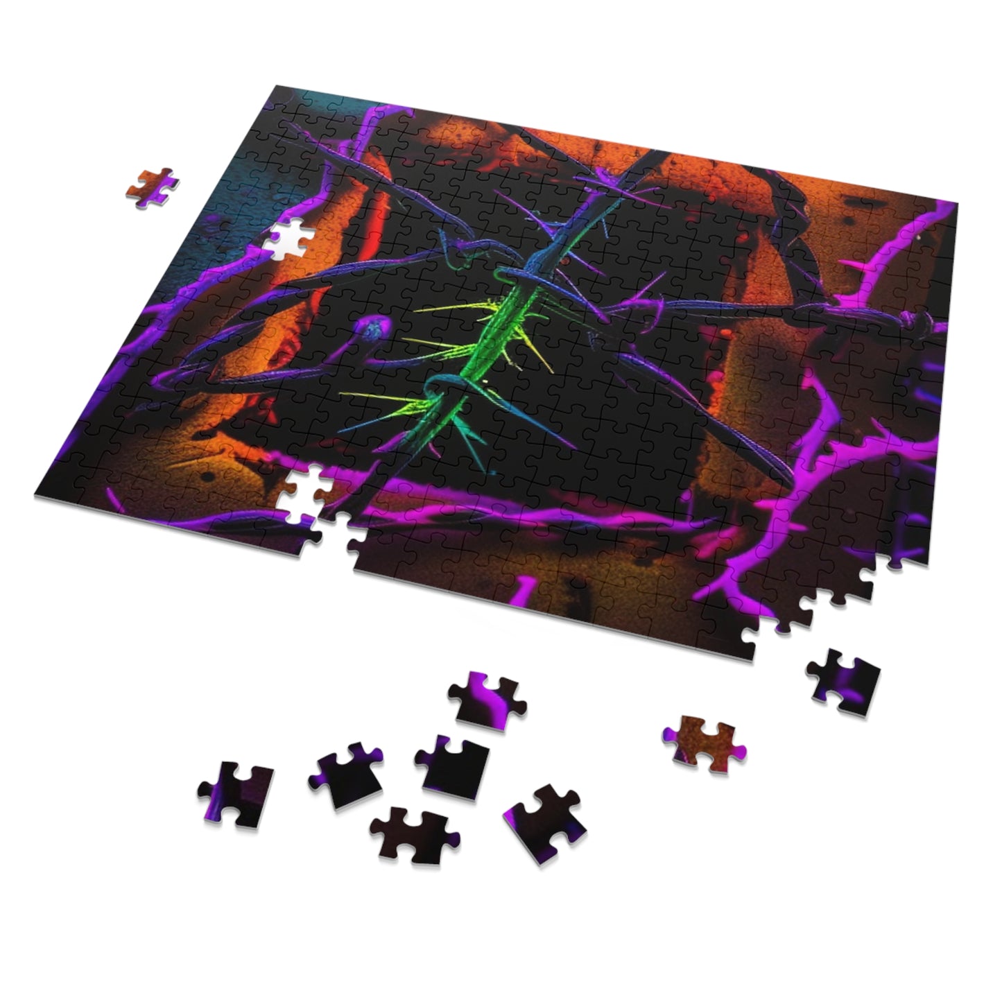 Jigsaw Puzzle (30, 110, 252, 500,1000-Piece) Macro Neon Barbs 1
