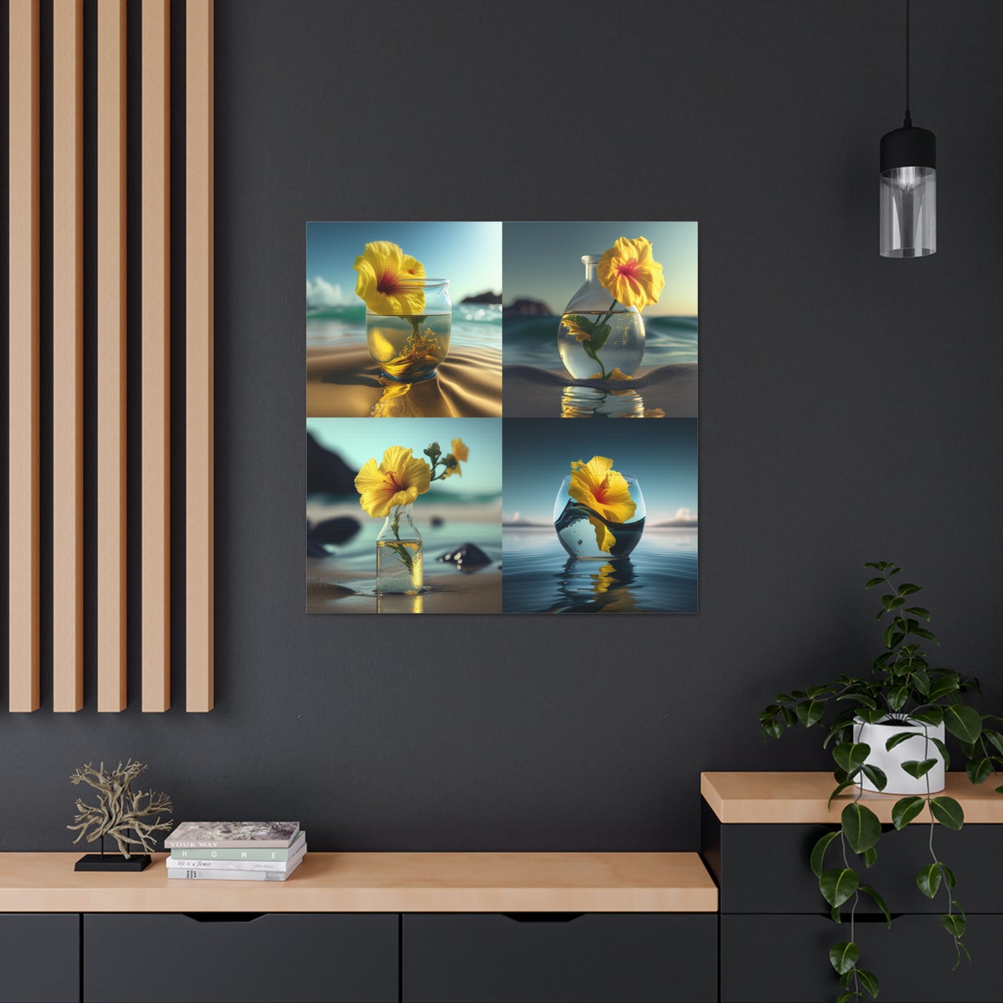 Canvas Gallery Wraps Yellow Hibiscus glass 5