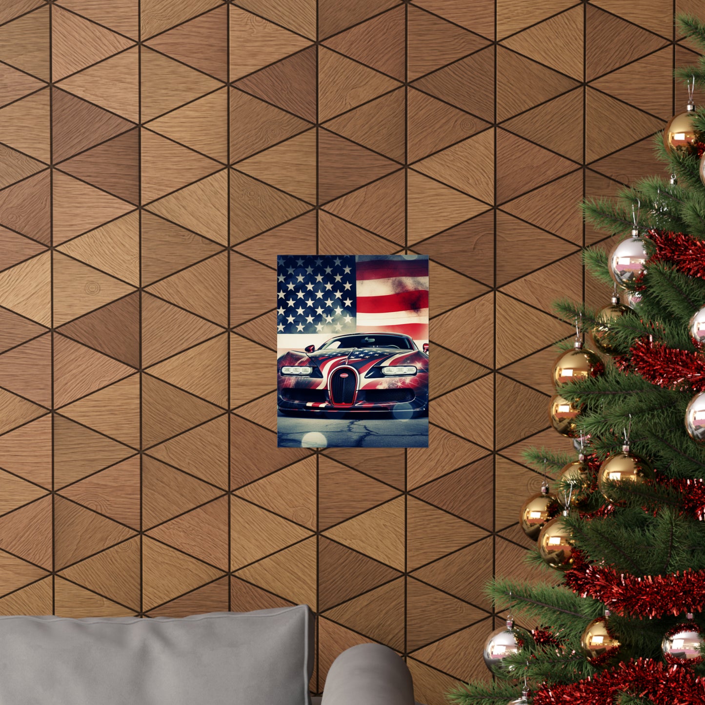 Premium Matte Vertical Posters Abstract American Flag Background Bugatti 1