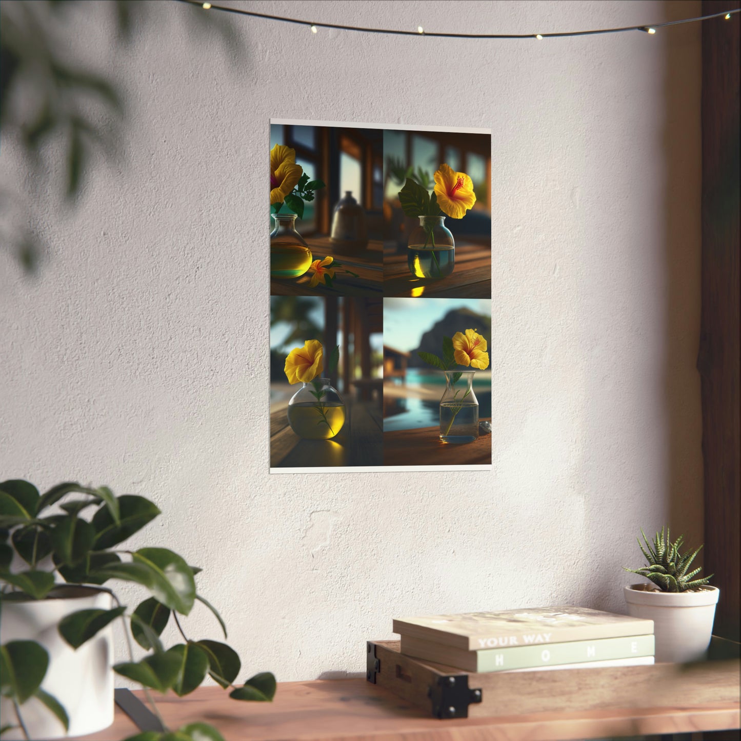 Premium Matte Vertical Posters Yellow Hibiscus Wood 5