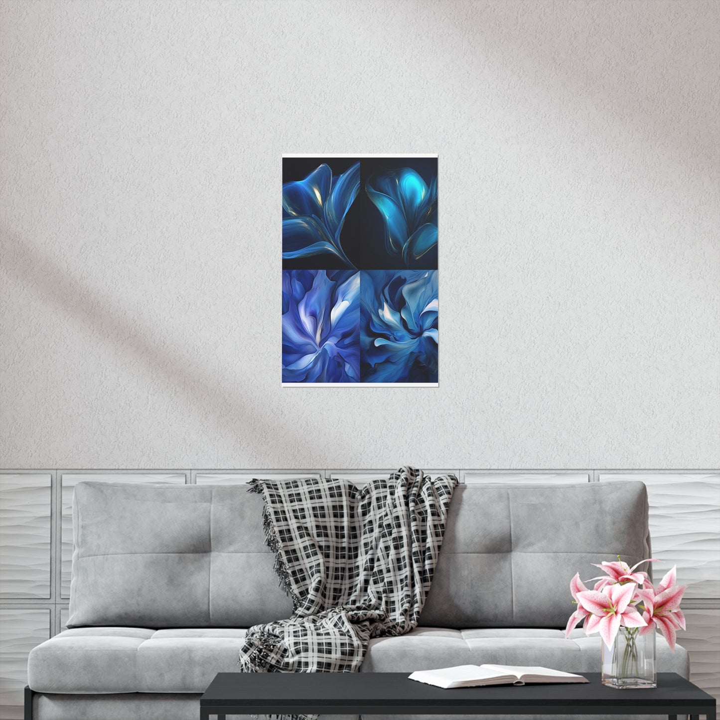 Premium Matte Vertical Posters Abstract Blue Tulip 5