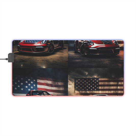 LED Gaming Mouse Pad American Flag Background Porsche 5