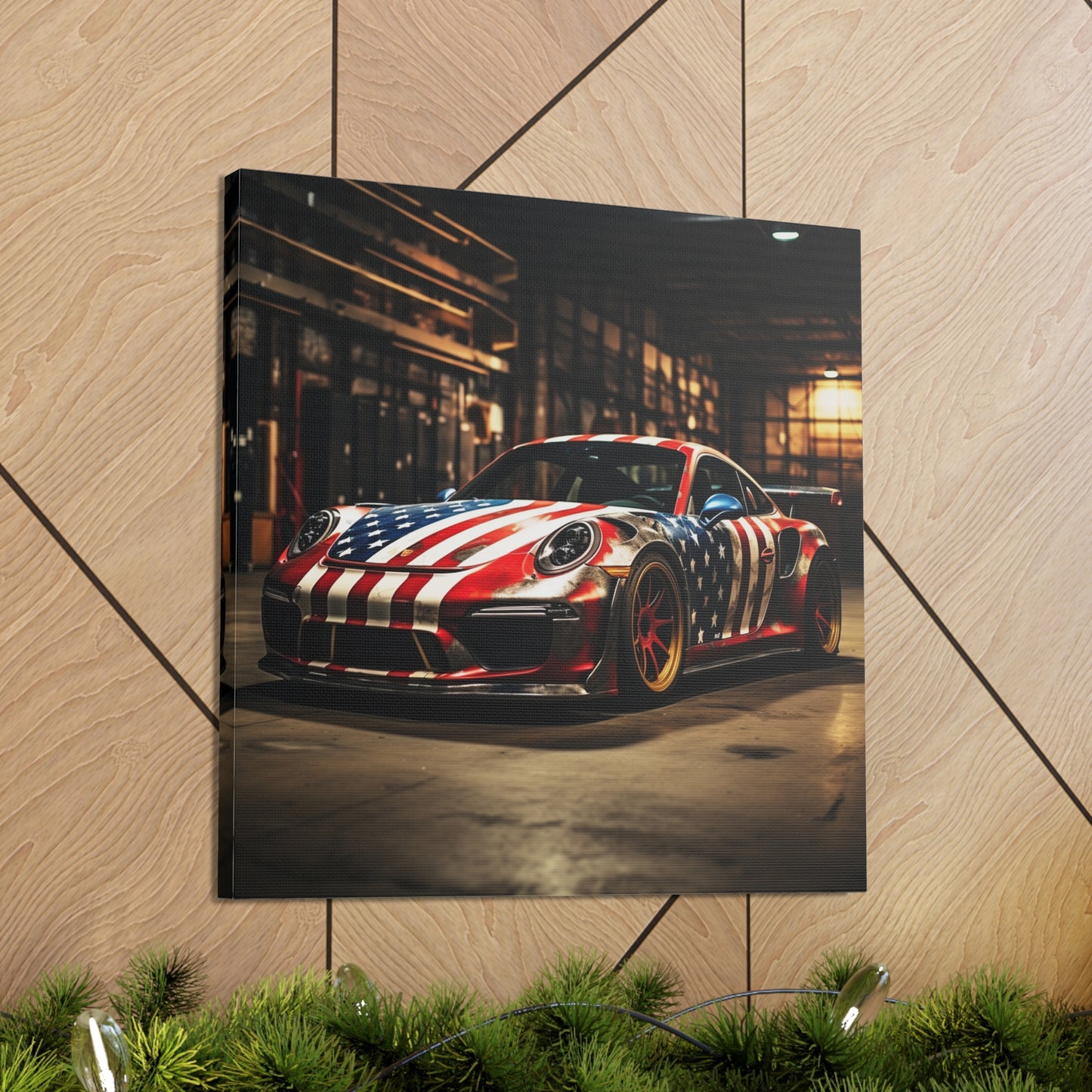 Canvas Gallery Wraps American Flag Porsche 4