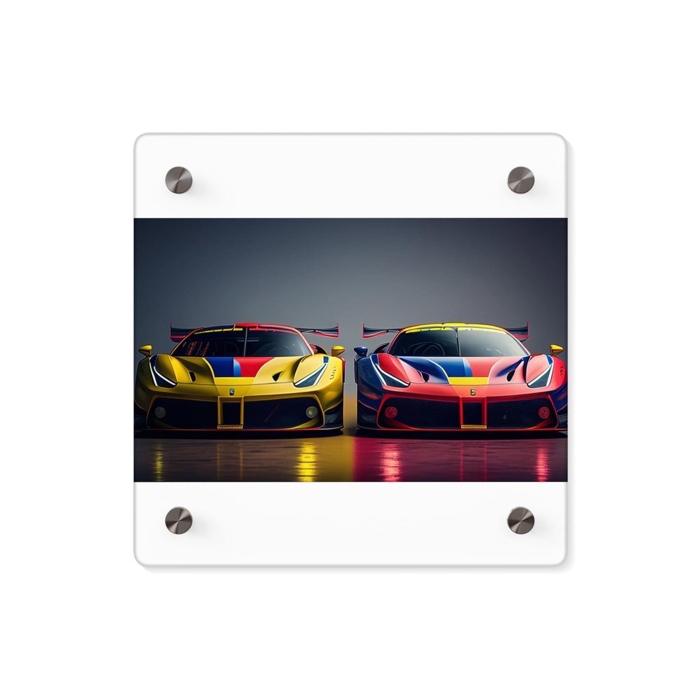 Acrylic Wall Art Panels Ferrari Red Blue 1