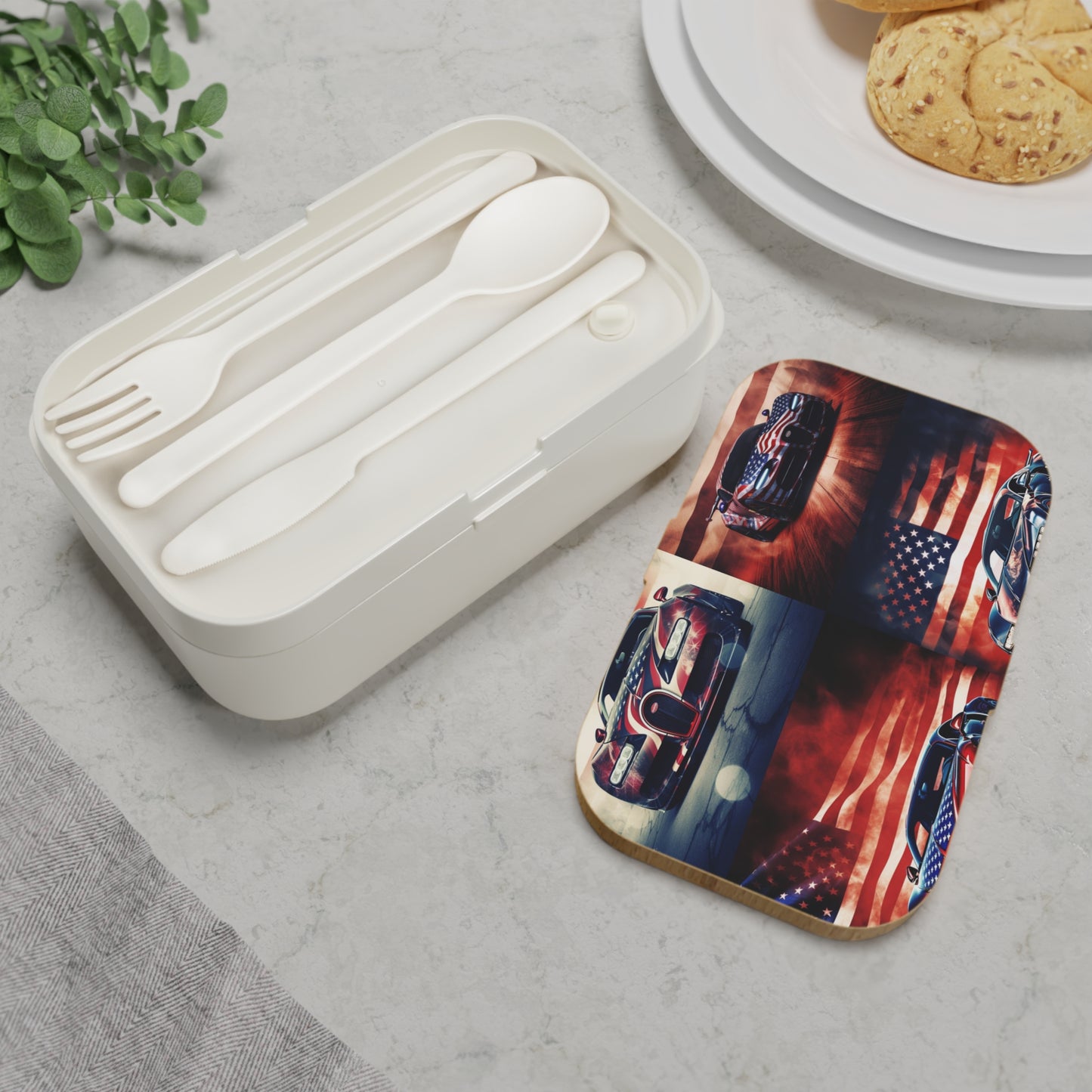 Bento Lunch Box Abstract American Flag Background Bugatti 5