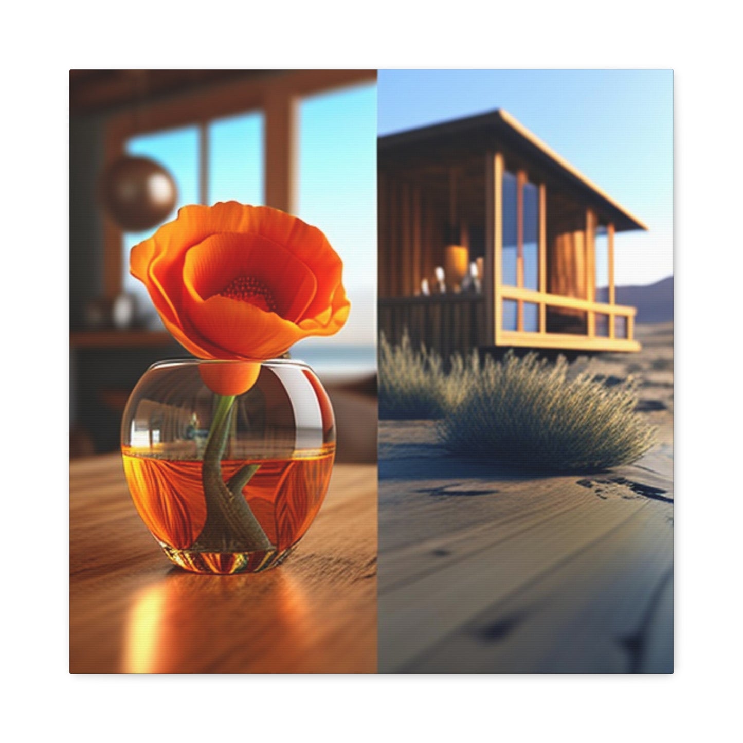 Canvas Gallery Wraps Poppy in a Glass Vase 3