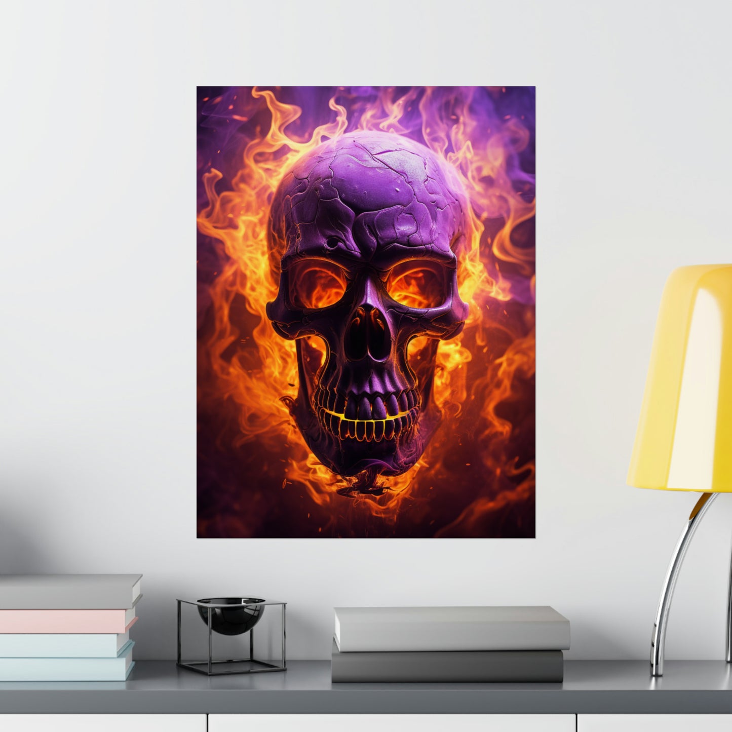 Premium Matte Vertical Posters Skull Flames 3