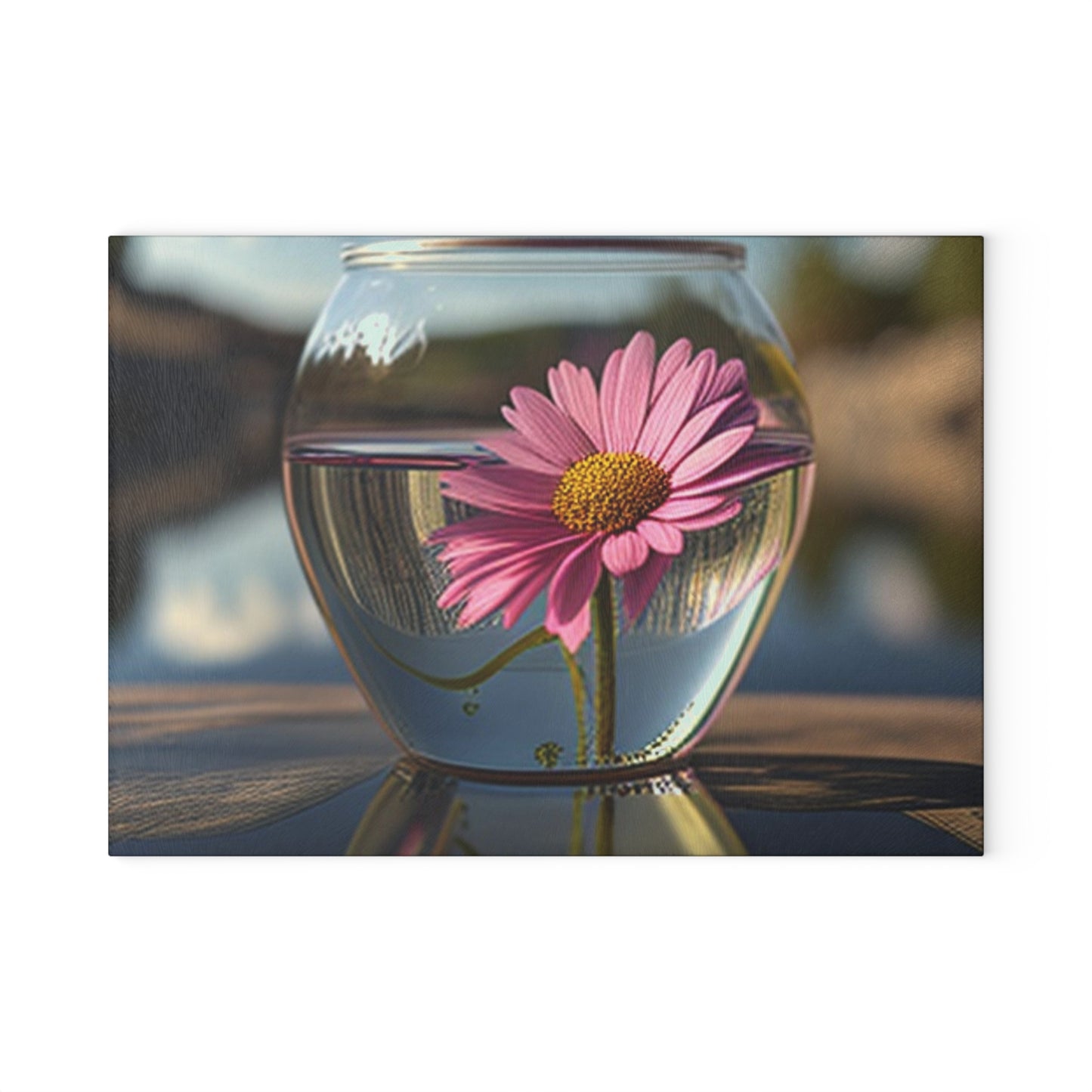 Glass Cutting Board Pink Daisy 3