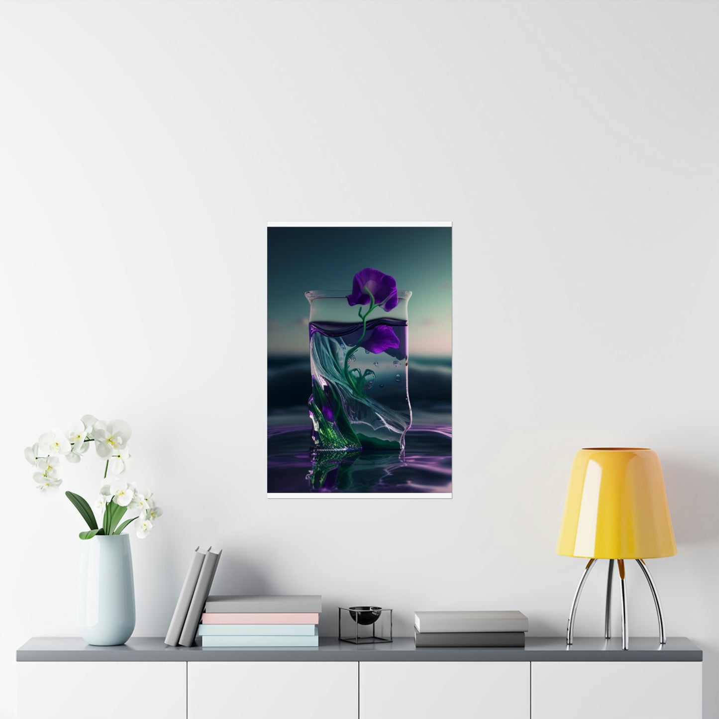 Premium Matte Vertical Posters Purple Sweet pea in a vase 3