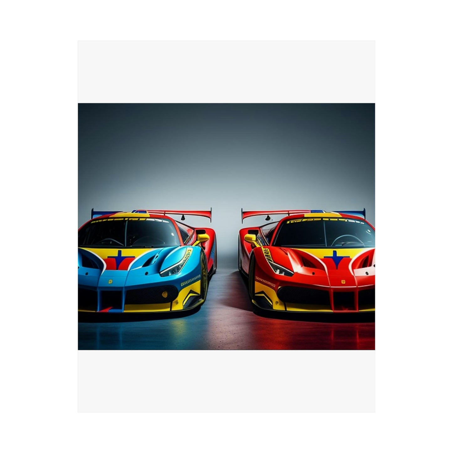 Premium Matte Vertical Posters Ferrari Red Blue 2