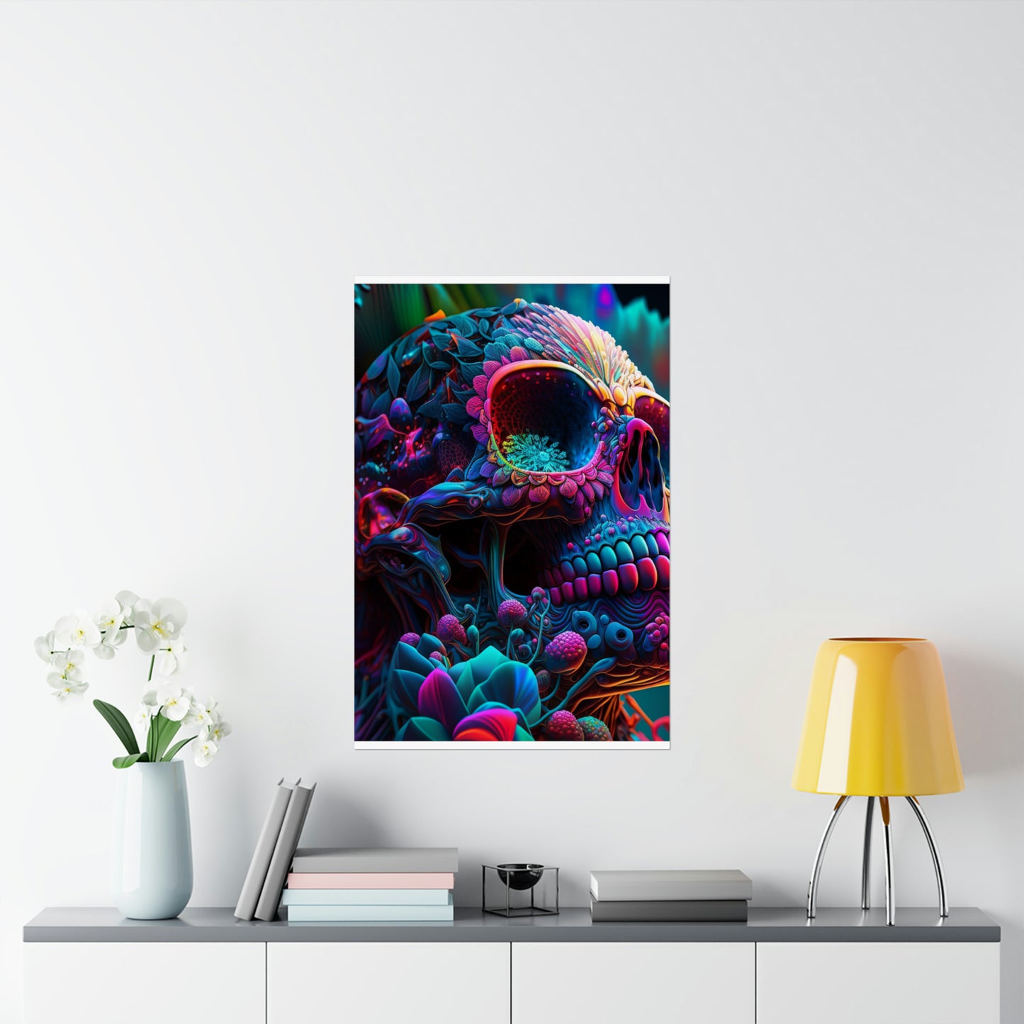 Premium Matte Vertical Posters Florescent Skull Death 3