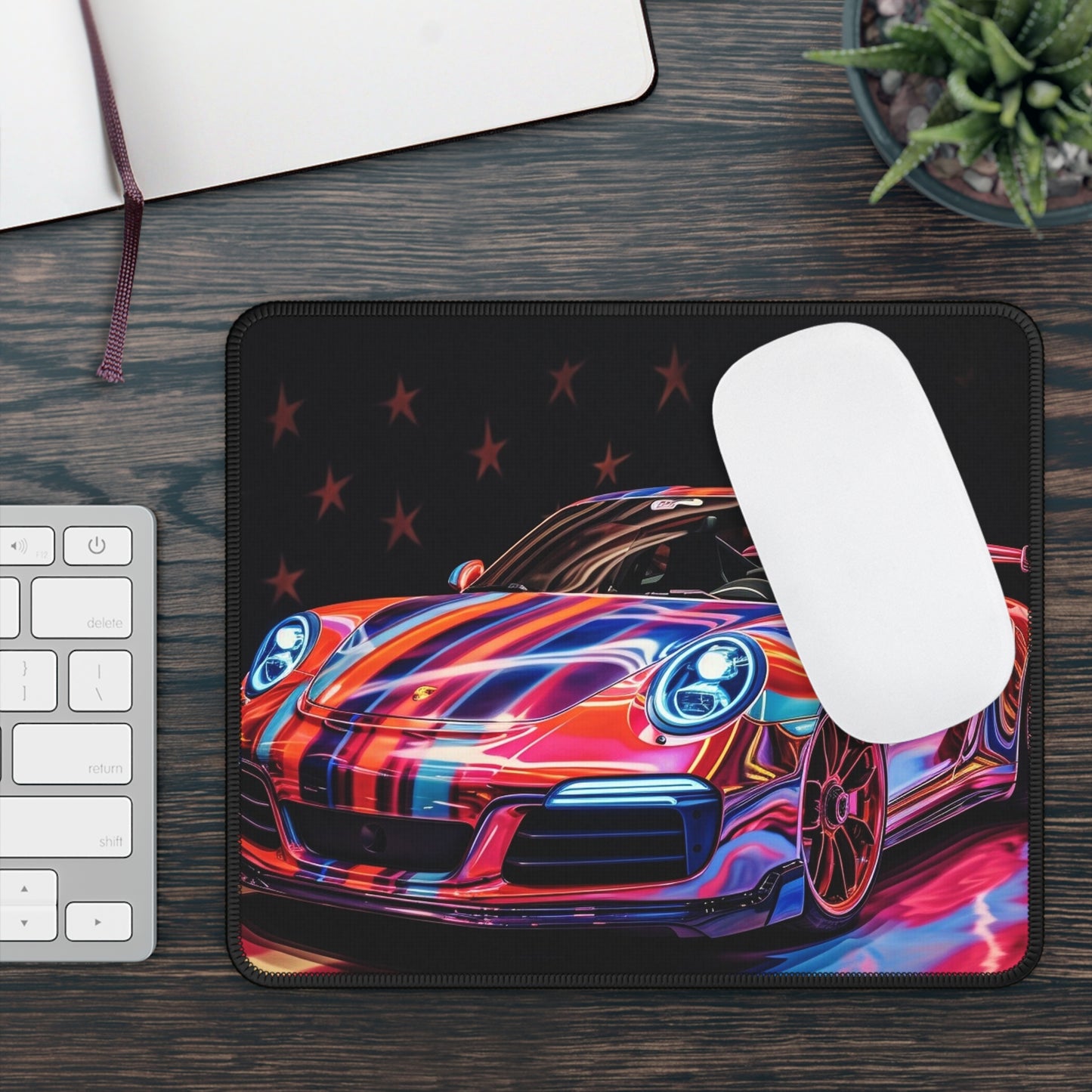 Gaming Mouse Pad  American Flag Colored Porsche 4