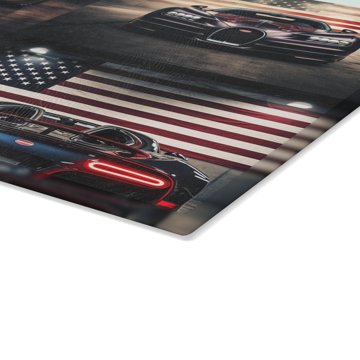 Glass Cutting Board American Flag Background Bugatti 5