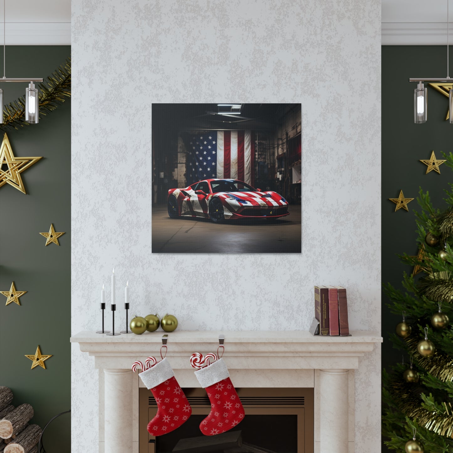 Canvas Gallery Wraps American Flag Farrari 2