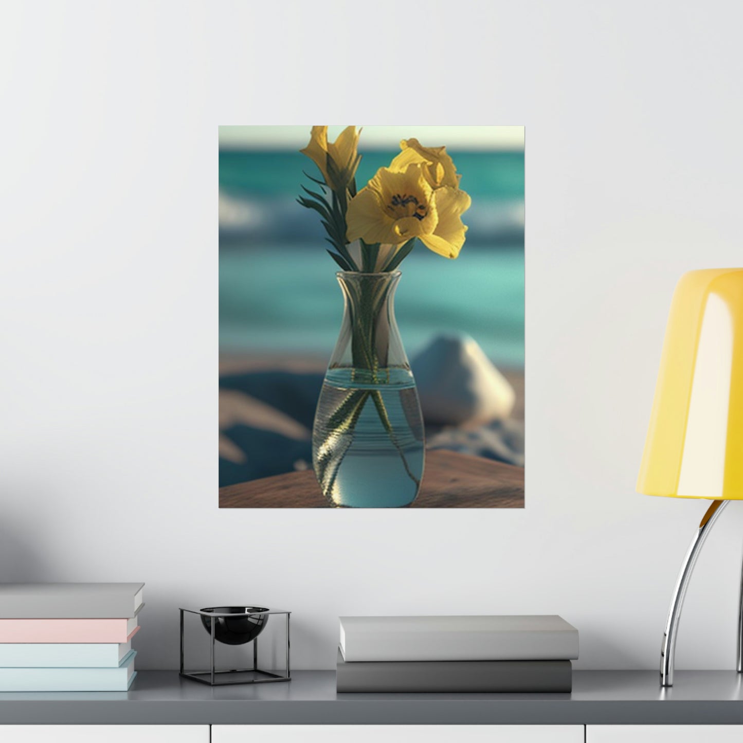 Premium Matte Vertical Posters Yellow Gladiolus glass 4