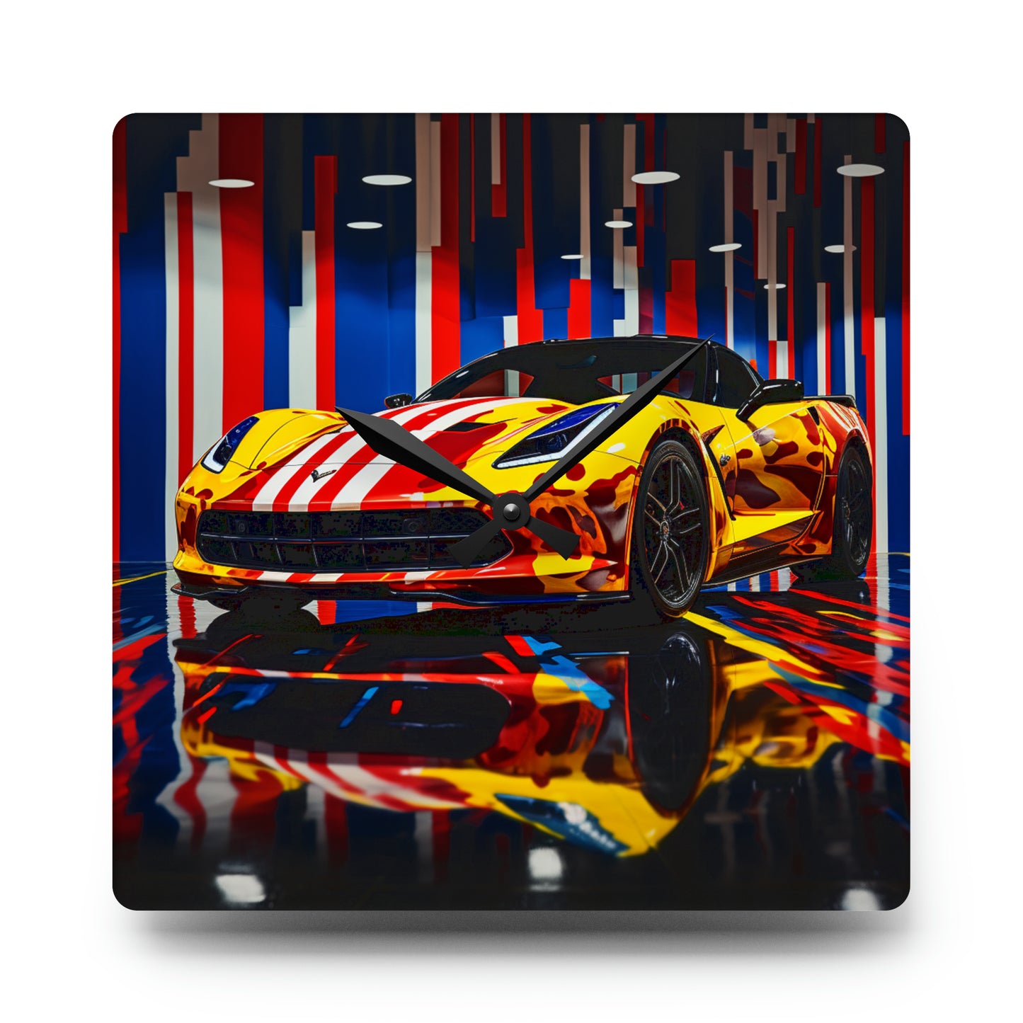 Acrylic Wall Clock Macro Flag Ferrari 4