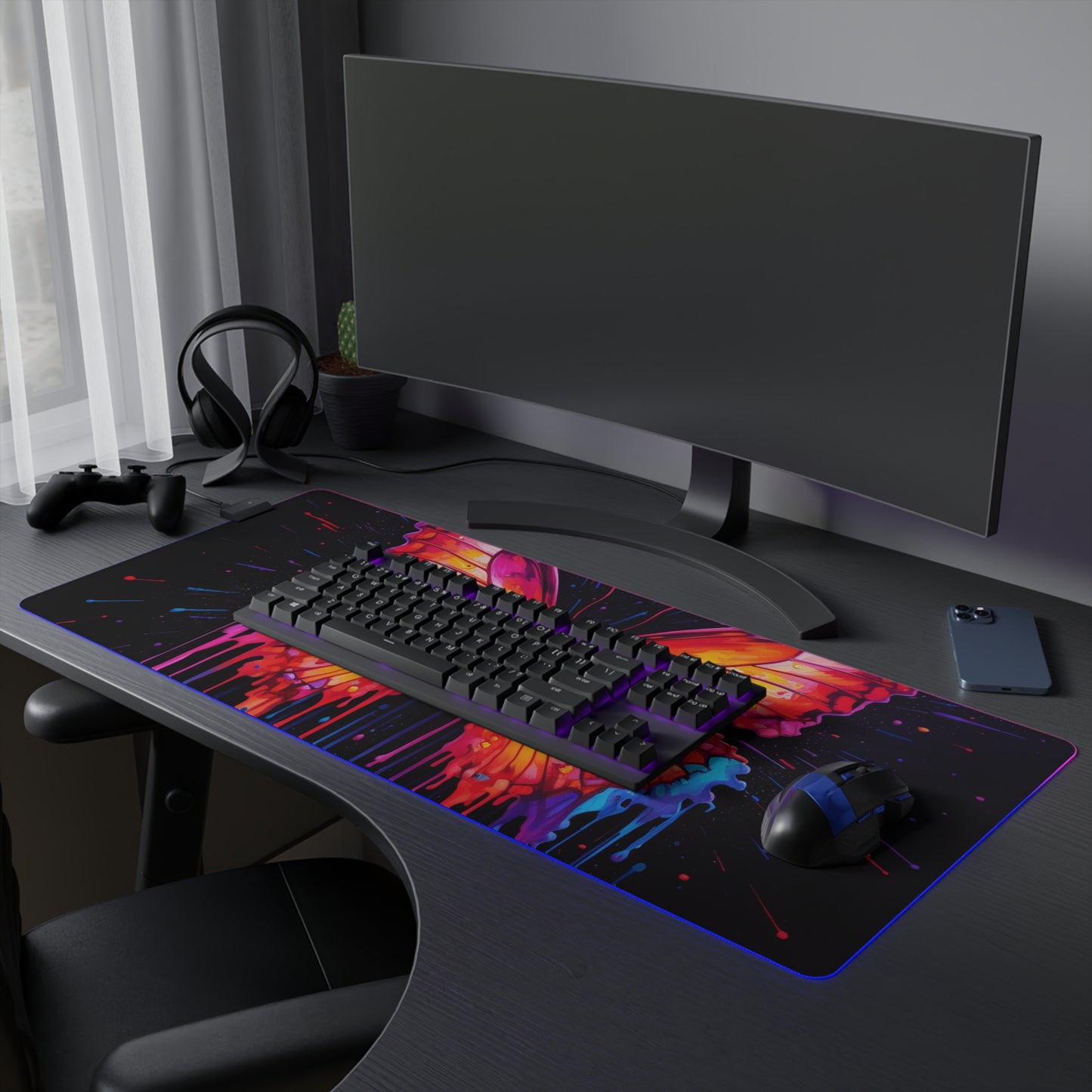 LED Gaming Mouse Pad Pink Butterfly Flair 4