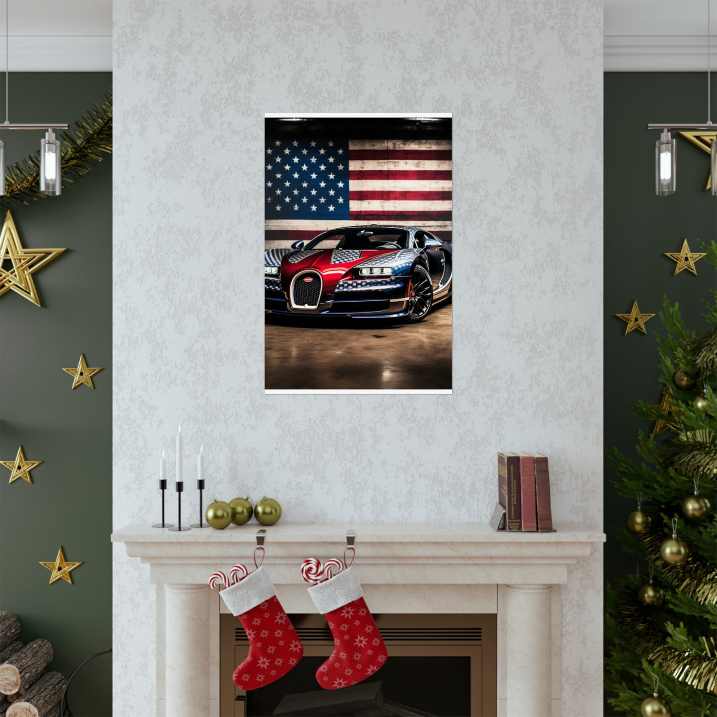 Premium Matte Vertical Posters Bugatti American Flag 1