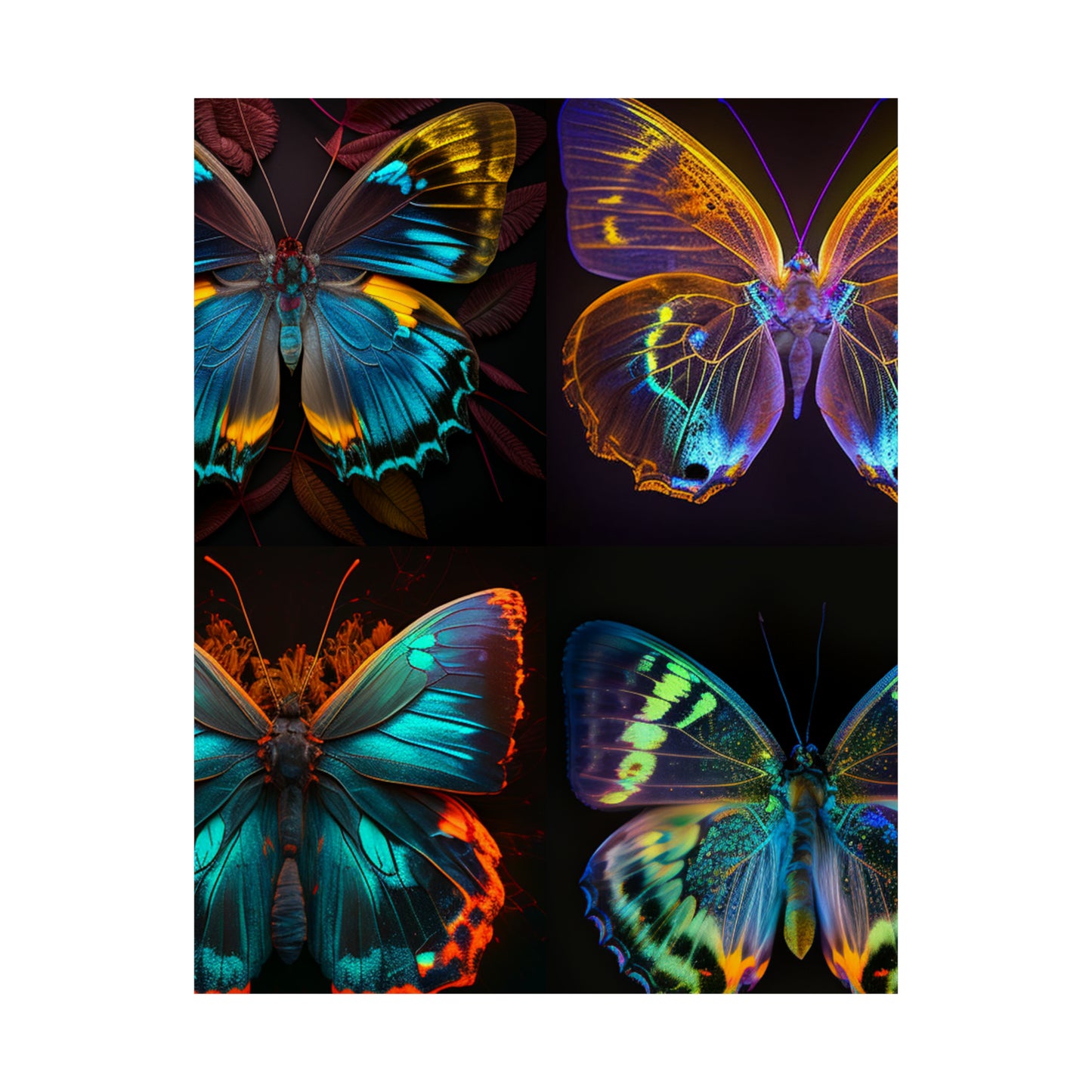 Premium Matte Vertical Posters Neon Butterfly Flair 5