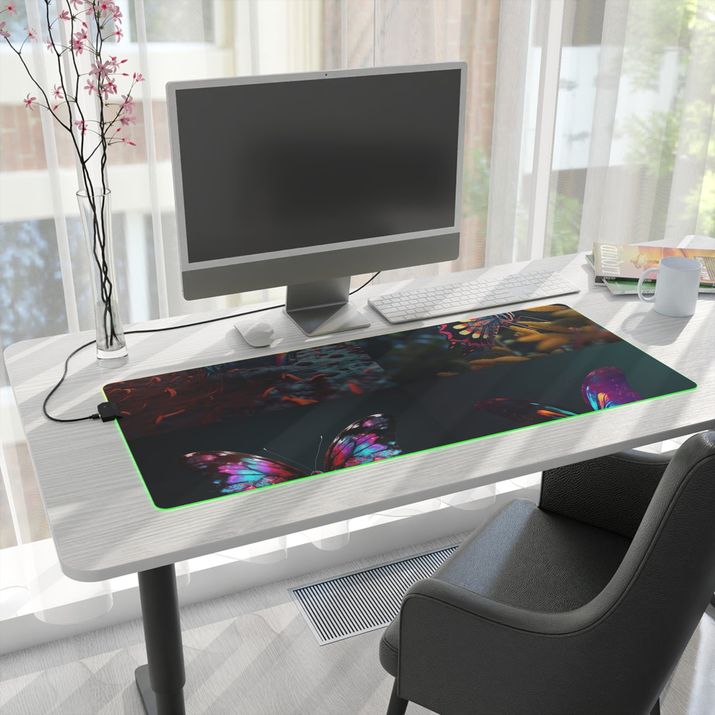 LED Gaming Mouse Pad Hyper Colorful Butterfly Macro 5