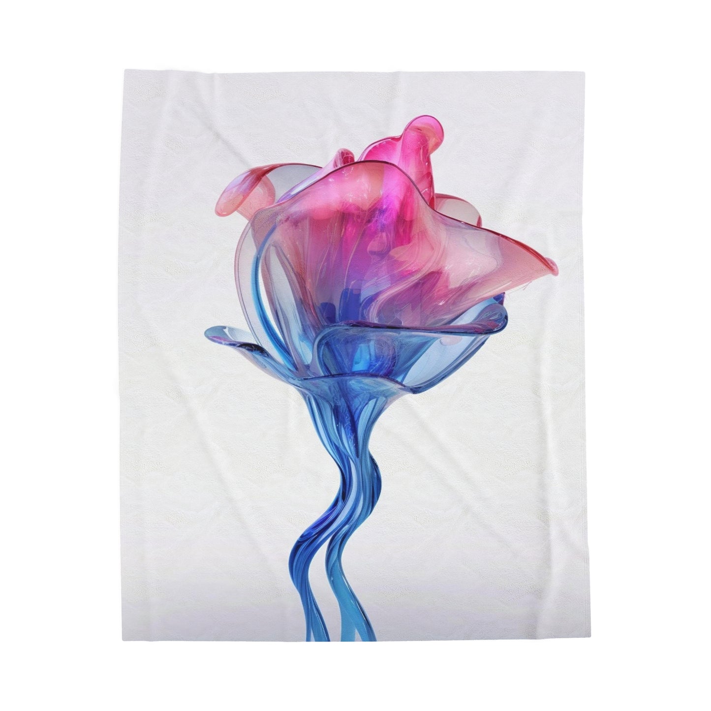 Velveteen Plush Blanket Pink & Blue Tulip Rose 4