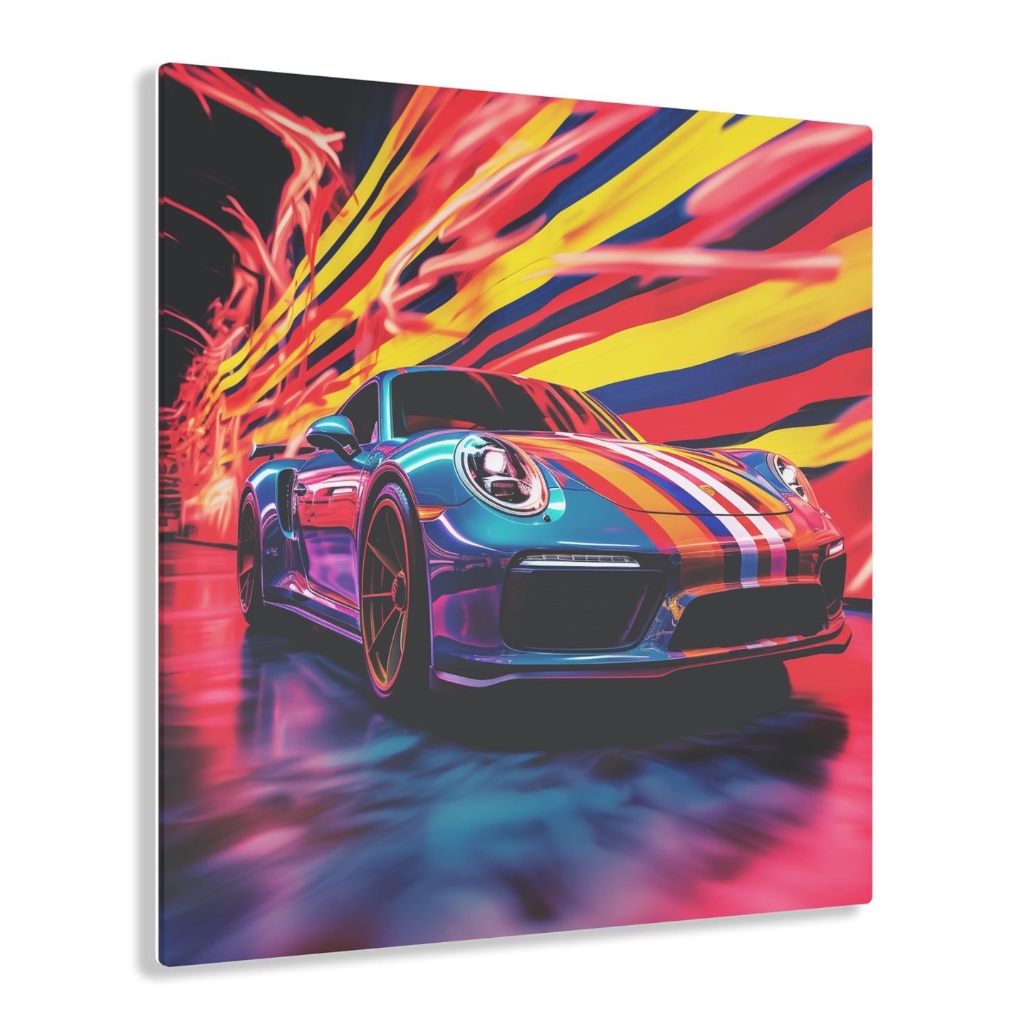 Acrylic Prints Macro American Flag Porsche 2