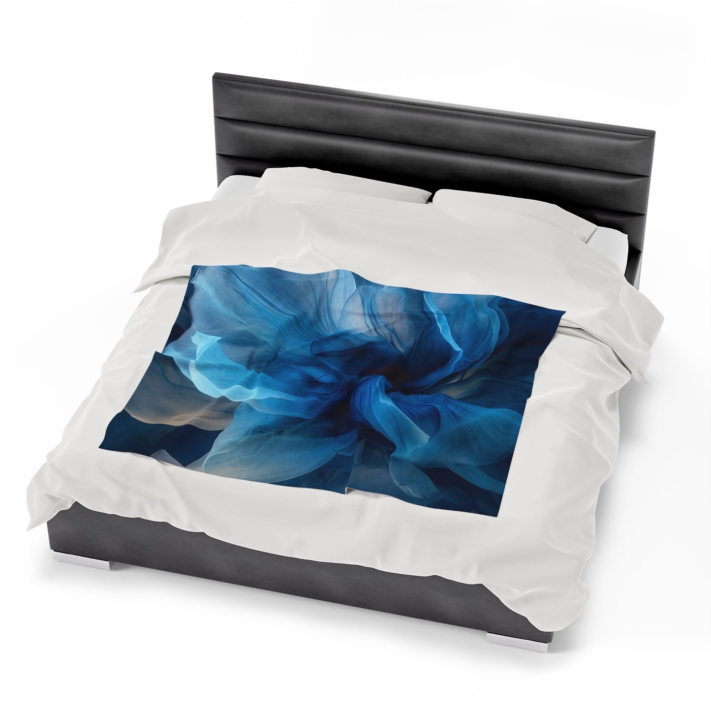 Velveteen Plush Blanket Blue Tluip Abstract 2