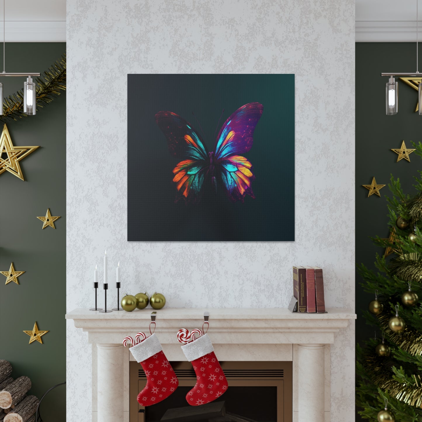 Canvas Gallery Wraps Hyper Colorful Butterfly Macro 4