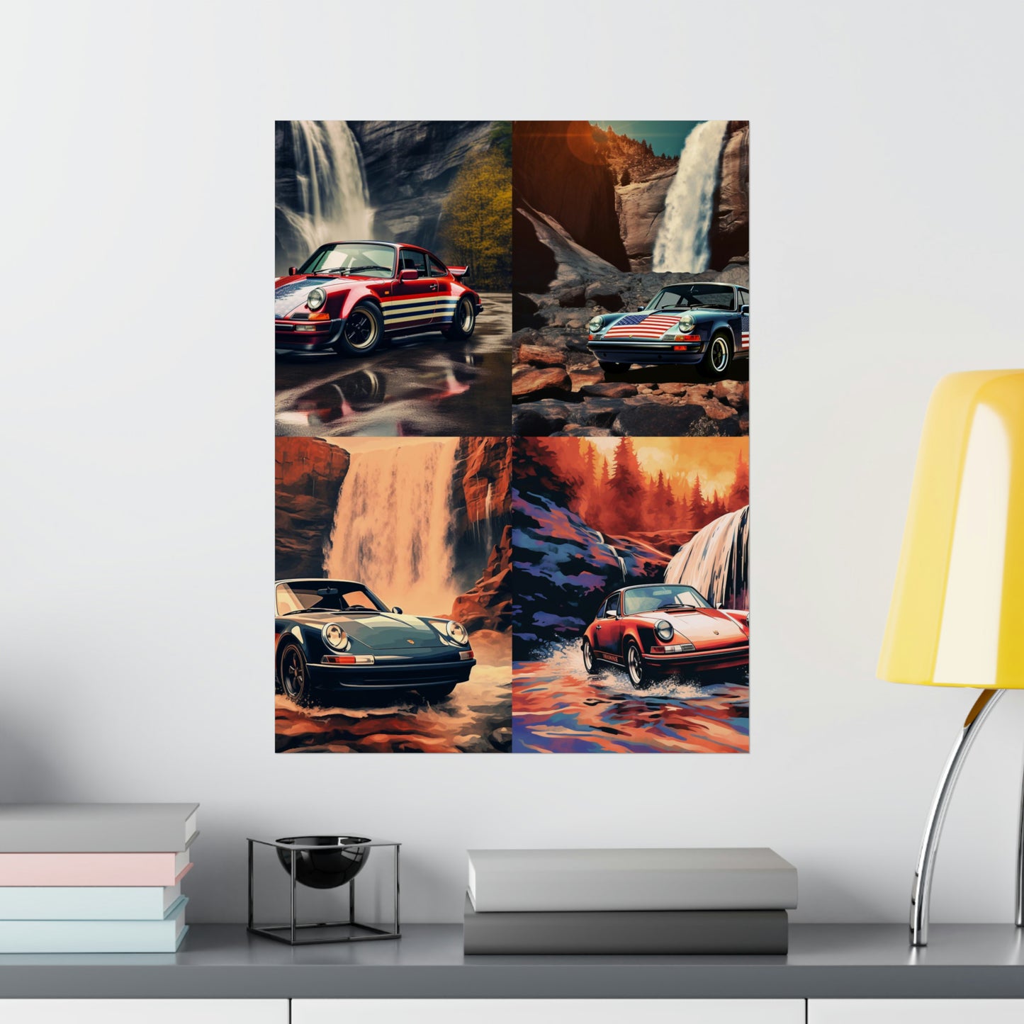 Premium Matte Vertical Posters American Flag Porsche Abstract 5